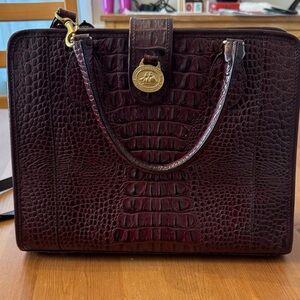 Gorgeous Vintage Brahmin Duxbury Satchel – Brown Croc Embossed Leather Handbag